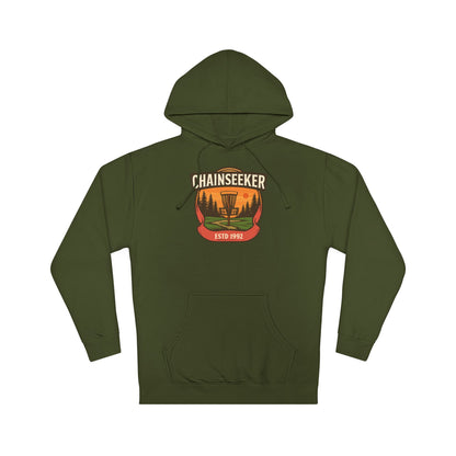 Chainseeker Hoodie – Vintage Disc Golf Badge Sweatshirt